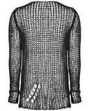 Punk Rave Mens Shredded Knit Sweater - Black