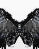 Punk Rave Womens Fallen Angel Gothic Feathered Wings Harness - Black