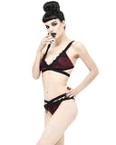 Devil Fashion Two-Piece Gothic Bikini Swimwear Set - Crimson Red & Black