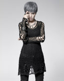 Punk Rave Shredded Knit Sweater - Black