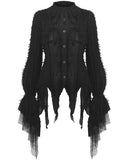 Dark In Love Womens Gothic Witch Lace Ruffle Blouse Top
