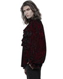 Punk Rave Balthasar Mens Velvet Gothic Vampire Poet Shirt - Red & Black