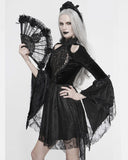 Eva Lady Arabella's Conflict Womens Beaded Gothic Mini Dress - Black Velvet & Lace