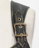 Devil Fashion Womens Steampunk Bronzed Faux Leather Cropped Vest Top