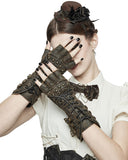 Devil Fashion Intrepid Steampunk Gauntlet Gloves - Brown