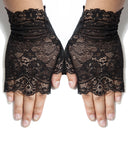 Pyon Pyon Gothic Lace Fingerless Gloves - Black