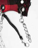 Punk Rave Womens Gothic Punk Chic Face Covering Mask Red Black Plaid Lace Chains