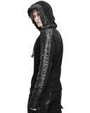 Devil Fashion Mens Dieselpunk Hooded Top Black Gothic Punk Apocalyptic Hoodie