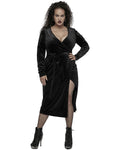 Punk Rave Plus Size Womens Gothic Velvet Wrap Dress