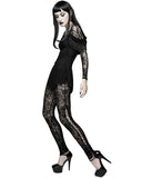 Devil Fashion Womens Sheer Flocked Skull Cameo Leggings