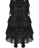 Dark In Love Womens Long Gothic Layered Rose Lace Maxi Skirt