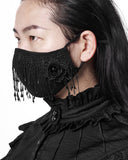 Punk Rave Gothic Face Mask - Black With Lace & Rose