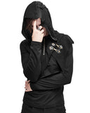 Devil Fashion Mens Apocalyptic Punk Hooded Top Black Dieselpunk Goth Cowl Hoodie