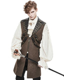 Devil Fashion Elphinstone Mens Long Steampunk Waistcoat Vest - Brown
