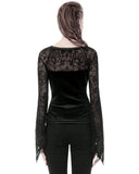 Dark In Love Diascia Gothic Velvet Top - Skull Cameo Mesh