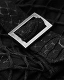 Punk Rave Womens Apocalyptic Gothic Grunge Shredded Mesh Hooded Top Hoodie Black