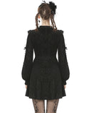 Dark In Love Gothic Lolita Dress Black Velvet Silver Sparkle Polka Dot Crucifix