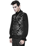 Devil Fashion Cavalier Mens Waistcoat Vest - Black & Silver