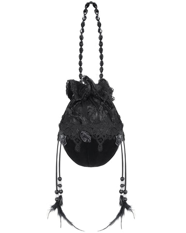 Eva Lady Gothic Velvet & Lace Mini Handbag Purse