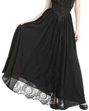 Dark In Love Long Gothic High-Waisted Lace Embellished Maxi Skirt