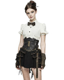 Devil Fashion Philodendron Cincher Corset Belt - Black Faux Leather