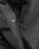 Devil Fashion Mens Dieselpunk Winter Coat Jacket Black Shearling PU Leather Goth