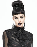 Devil Fashion Chiffon Lace Jabot Cravat - Black