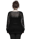 Punk Rave Womens Shredded Broken Knit Sweater Top - Black