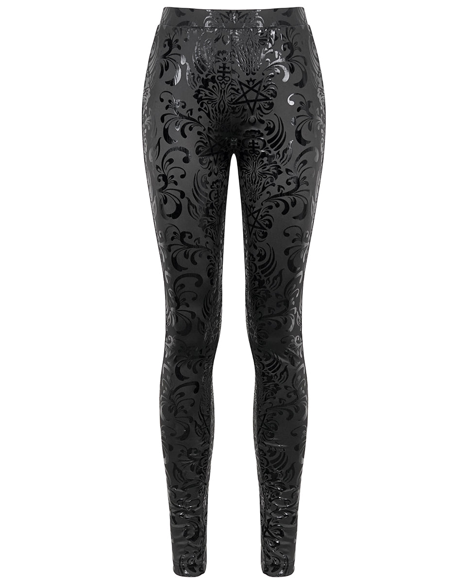 Satanic Pentagram Black Printed Leggings – Secret Darkness