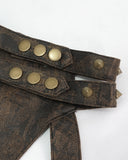 Devil Fashion Steampunk Harness Collar Straps Distressed Brown PU Bronze Chains