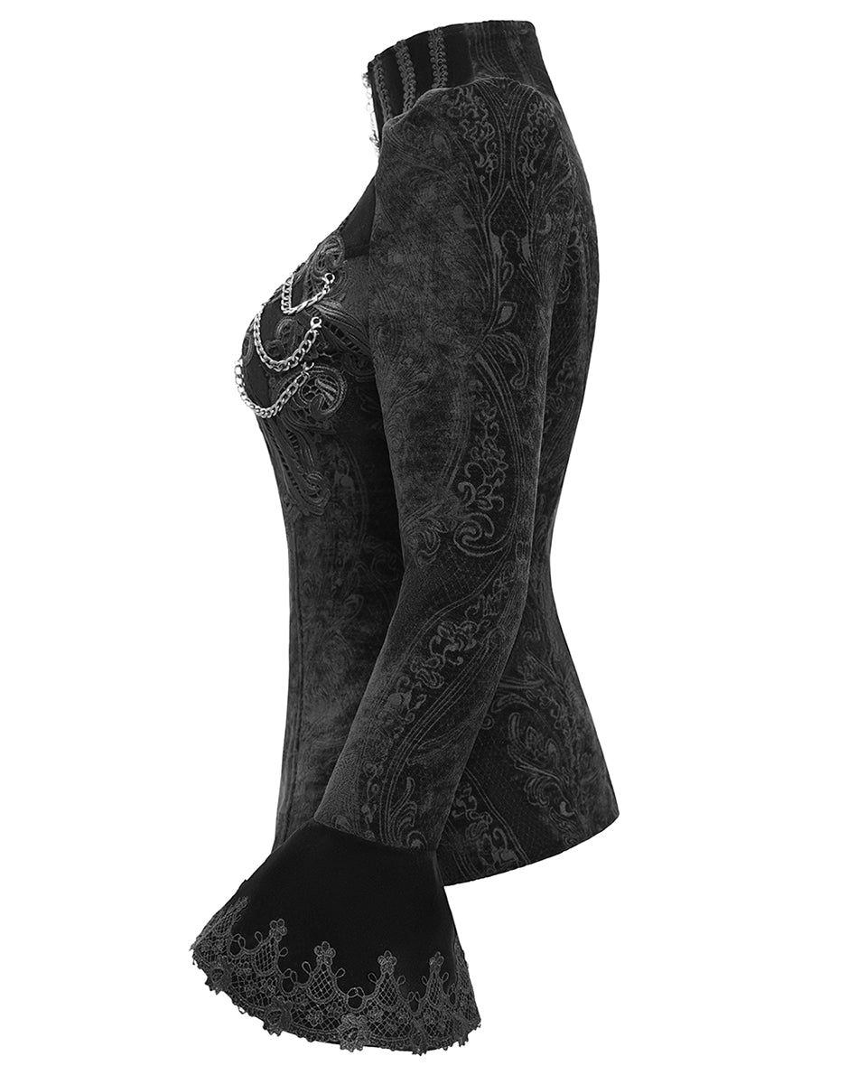 Devil Fashion Womens Dark Gothic Velvet Hooded Cloak Coat - Black main image 0