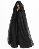 Punk Rave Womens Gothic Long Hooded Cloak Black Velvet Lace Reversible Witch