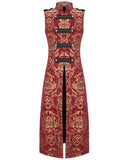 Devil Fashion Cavalier Mens Sleeveless Coat - Red & Gold