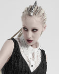 Punk Rave Studded Lace Gothic Lolita Fake Dickie Collar - White