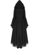 Dark In Love Womens Long Romantic Gothic Hooded Coat With Faux Fur Trims