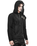 Devil Fashion Mens Apocalyptic Punk Hooded Top Black Dieselpunk Goth Cowl Hoodie