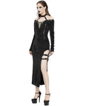 Devil Fashion Womens Hellscorned Long Gothic Split Maxi Dress