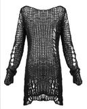 Punk Rave Shredded Knit Sweater - Black