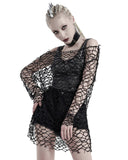 Punk Rave Womens CyberPunk Goth Grunge Sweater Top Black Broken Mesh Net Cut Out