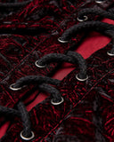 Punk Rave Balthasar Mens Velvet Gothic Vampire Poet Shirt - Red & Black