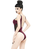 Devil Fashion Gothic Burlesque One-Piece Swimsuit - Red & Black