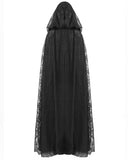 Punk Rave Womens Gothic Long Hooded Cloak Black Velvet Lace Reversible Witch