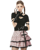 Dark In Love Goth Punk Lolita Black Fleece Cross Chain Armwarmers Sleeves Gloves