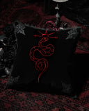 Punk Rave Gothic Home Serpentine Embroidered Filled Cushion - Black & Red