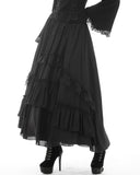 Dark In Love Long Gothic Witch Maxi Skirt Black Chiffon Lace Steampunk Bustle
