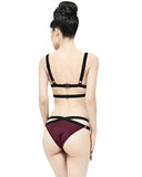 Devil Fashion Two-Piece Gothic Bikini Swimwear Set - Crimson Red & Black
