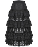 Dark In Love Womens Long Gothic Layered Rose Lace Maxi Skirt