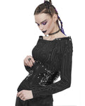 Devil Fashion Womens Cyberpunk Waist Cincher - Black Mesh & PVC