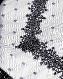 Dark In Love Gothic Lolita Dress Black Velvet Silver Sparkle Polka Dot Crucifix