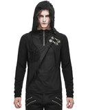 Devil Fashion Mens Apocalyptic Punk Hooded Top Black Dieselpunk Goth Cowl Hoodie